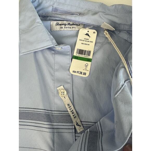 NWT - Tommy Bahama Men’s Siesta Key Shirt Large Blue Long Sleeve Skyline Stripe - Picture 5 of 8